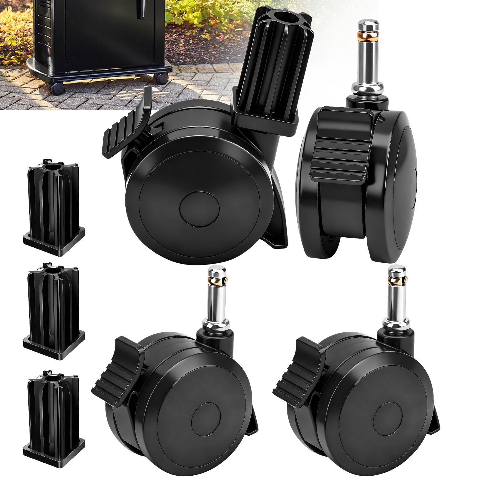 Haiouus 4-pack locking caster for Weber, smooth movement and secure locking during grill repositioning.