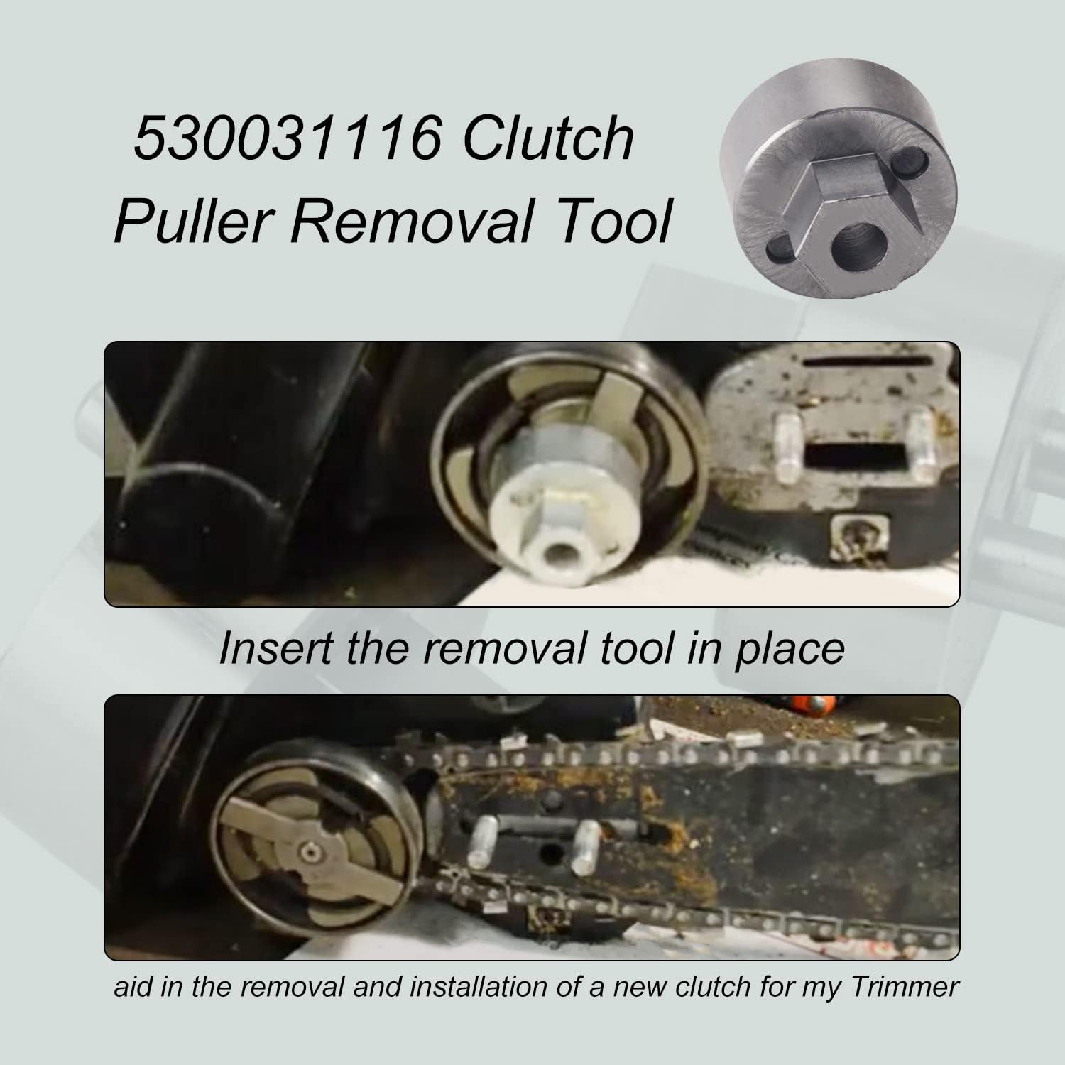 Haiouus 530031116 tool mounted on chainsaw to demonstrate compatibility
