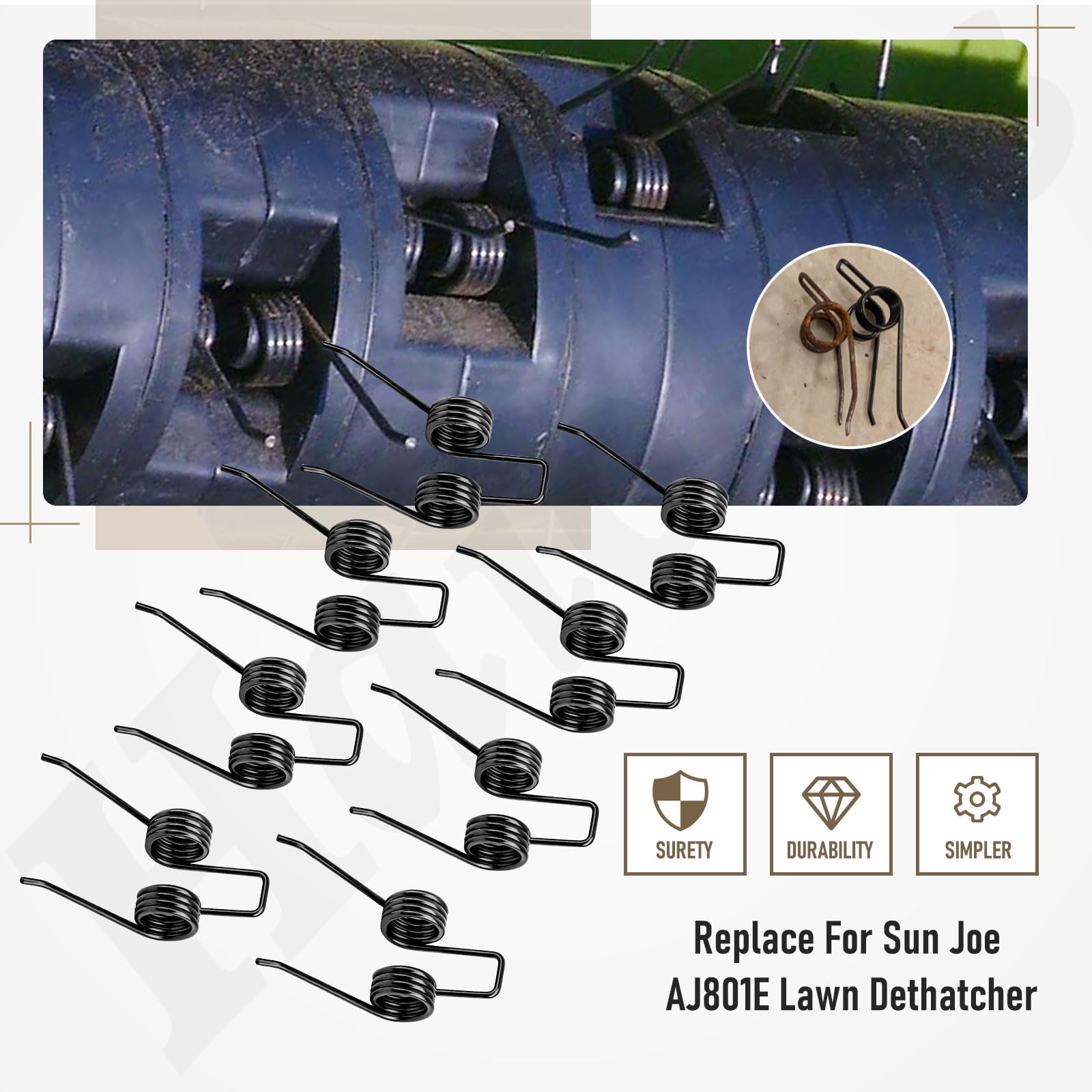 Haiouus dethatcher tine bundle close-up highlighting individual tines