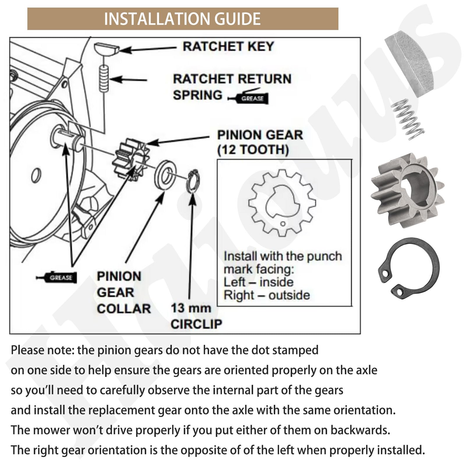 Haiouus drive gear kit clips closeup for secure transmission parts