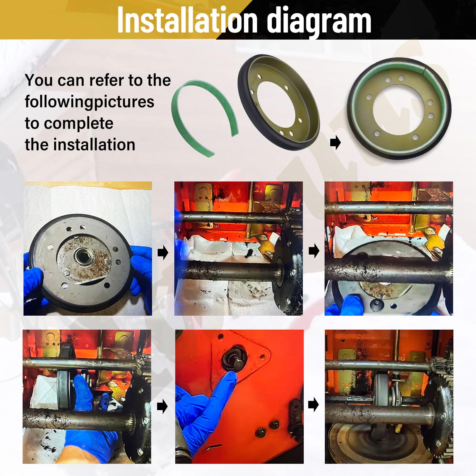 Easy-install friction disc shown for fast maintenance and reduced downtime.