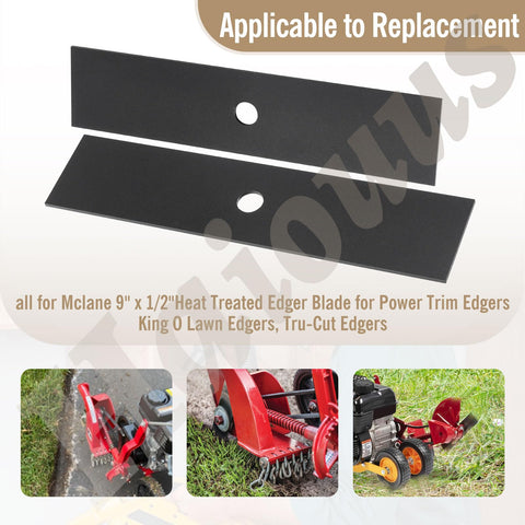 Haiouus heat-treated edger blade close-up showing durable steel for tough turf.