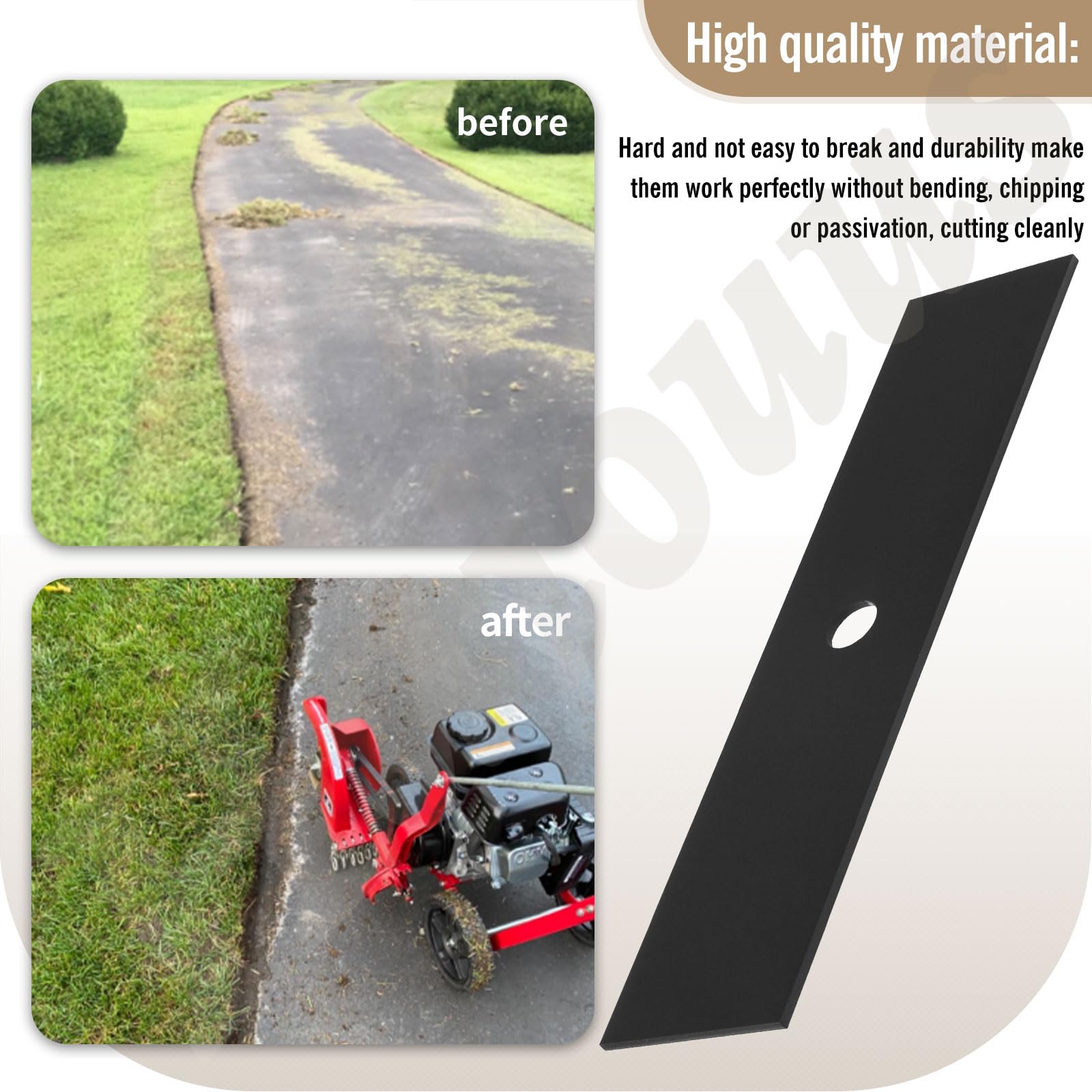 Haiouus Tru-Cut compatibility blade for accurate lawn borders.
