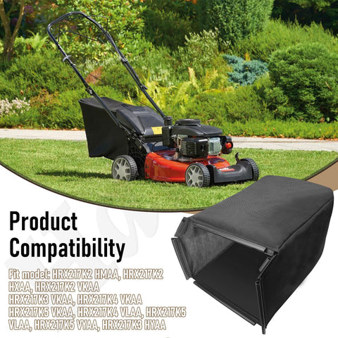 Haiouus bag assembled demonstrates easy install for efficient mowing.