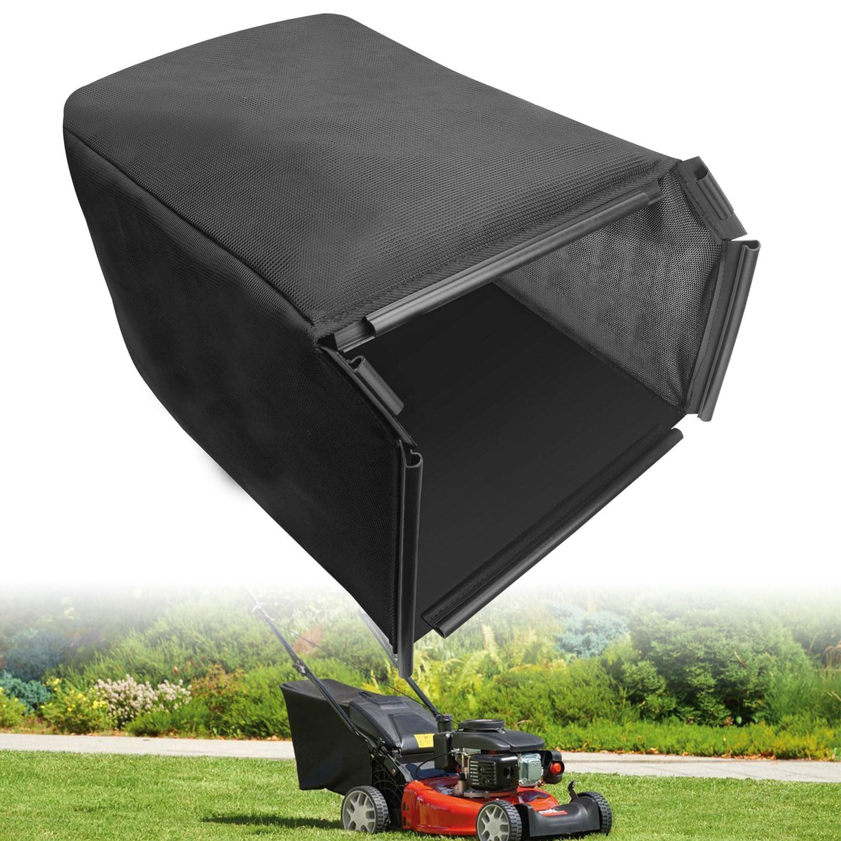 Haiouus mower grass bag 81320-VH7-D00 front view highlights durable canvas for Honda HRX217.