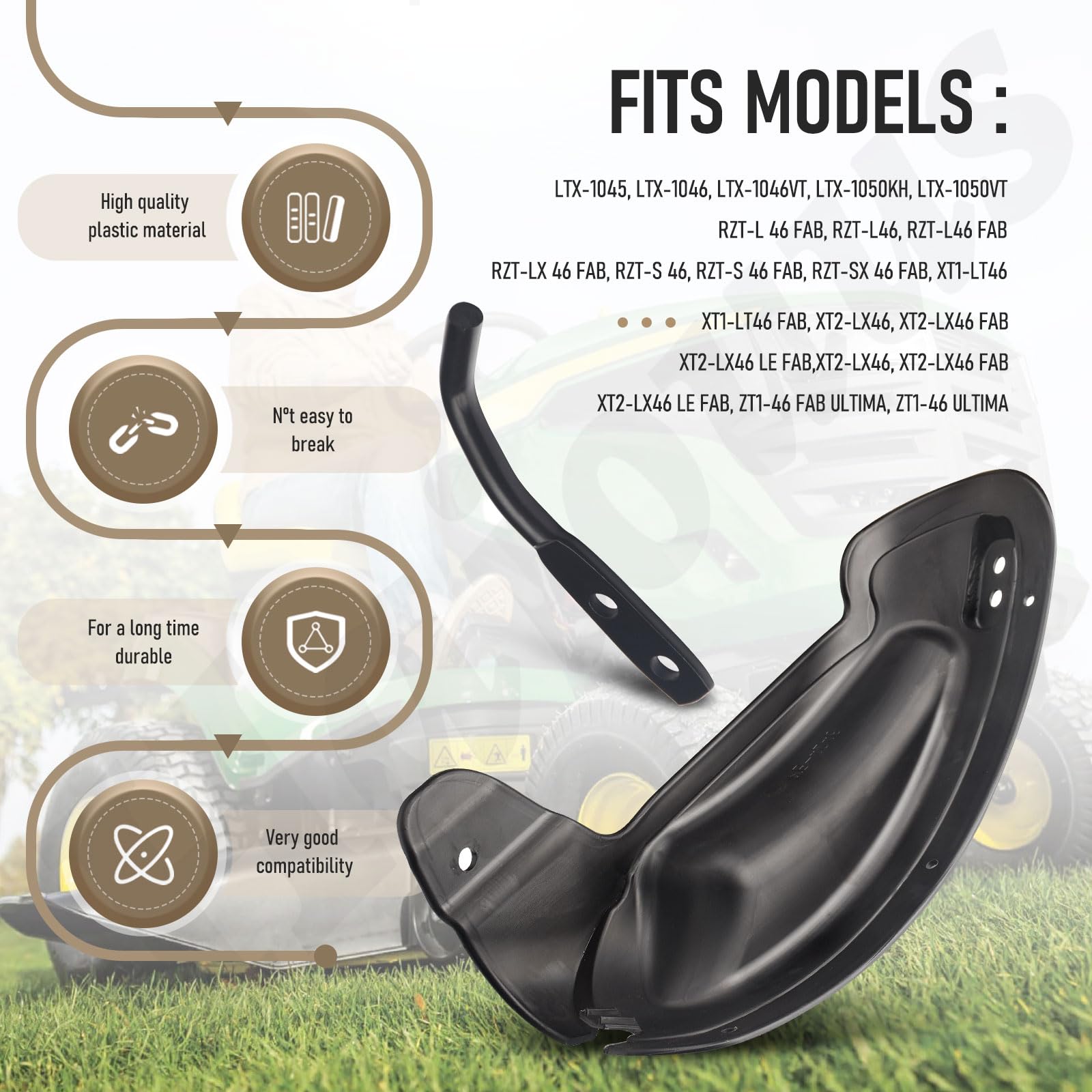 Haiouus mulch plug with hardware included for easy installation.