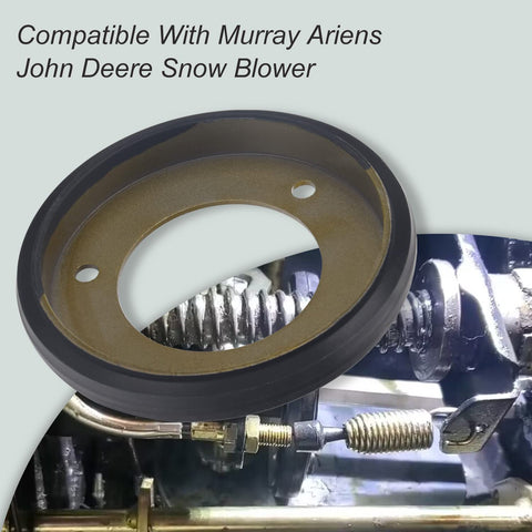 Haiouus drive friction disc on a snow blower drum assembly