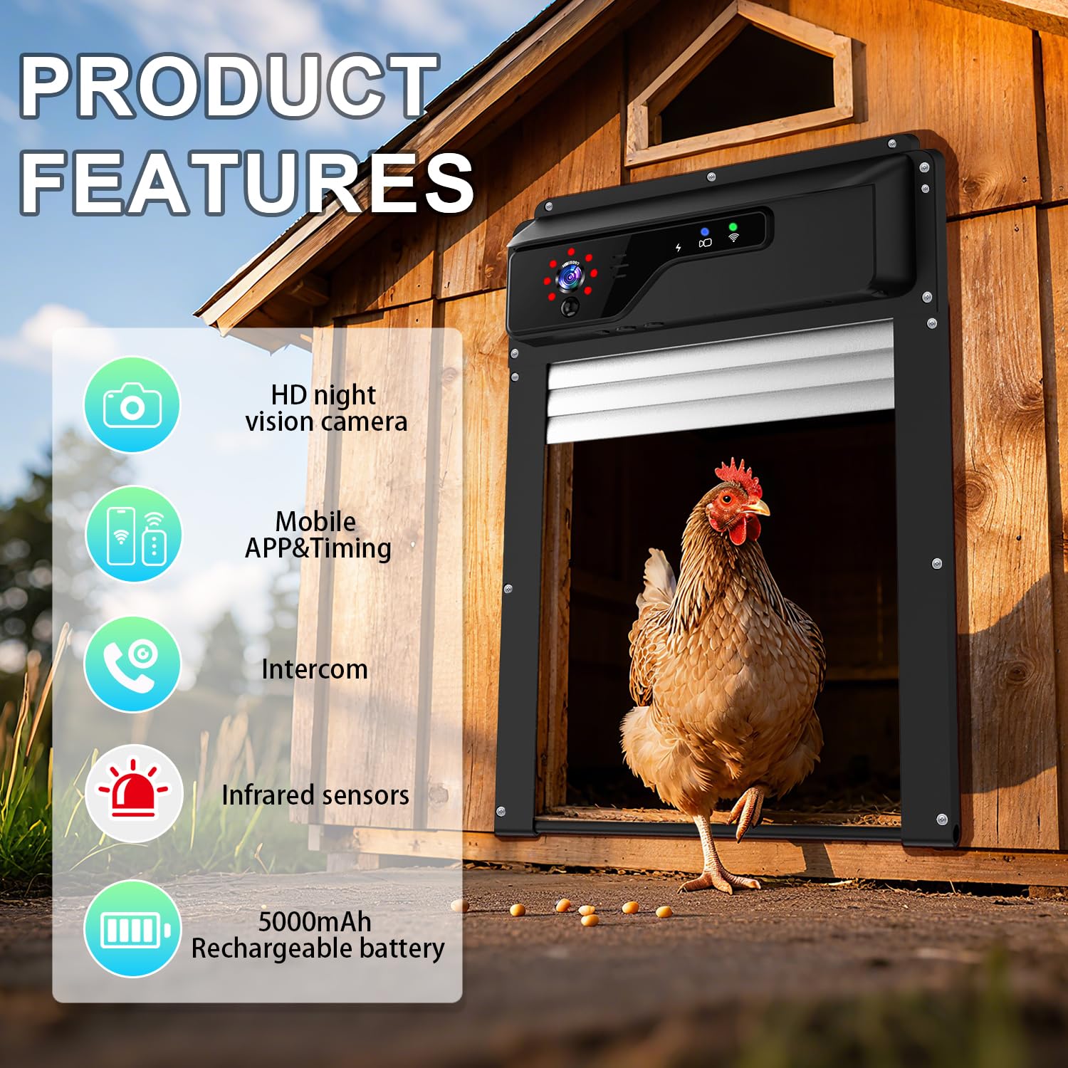 Hairongil app control screen showing real-time coop status from smartphone