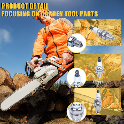 HAISHINE CMR6H spark plug installed in a Stihl trimmer during field use.