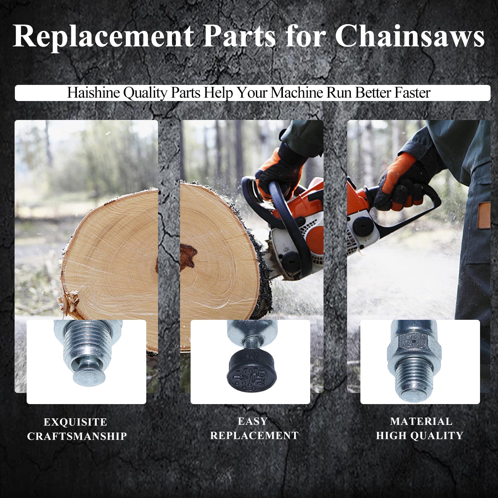 HAISHINE valve mounted on chainsaw demonstrating smoother starts.