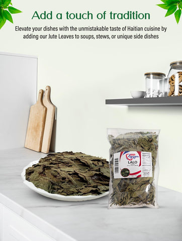 Haitian Lalo packaging keeps leaves fresh, preserving flavor and convenience.