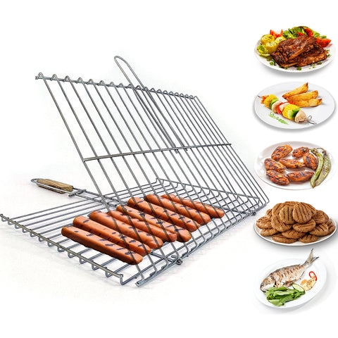 Hakan grill basket 11.8 by 15.8 inches expands outdoor cooking surface for family meals