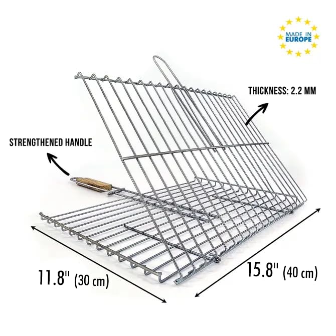 Hakan grill basket locking mechanism keeps food secure while you flip