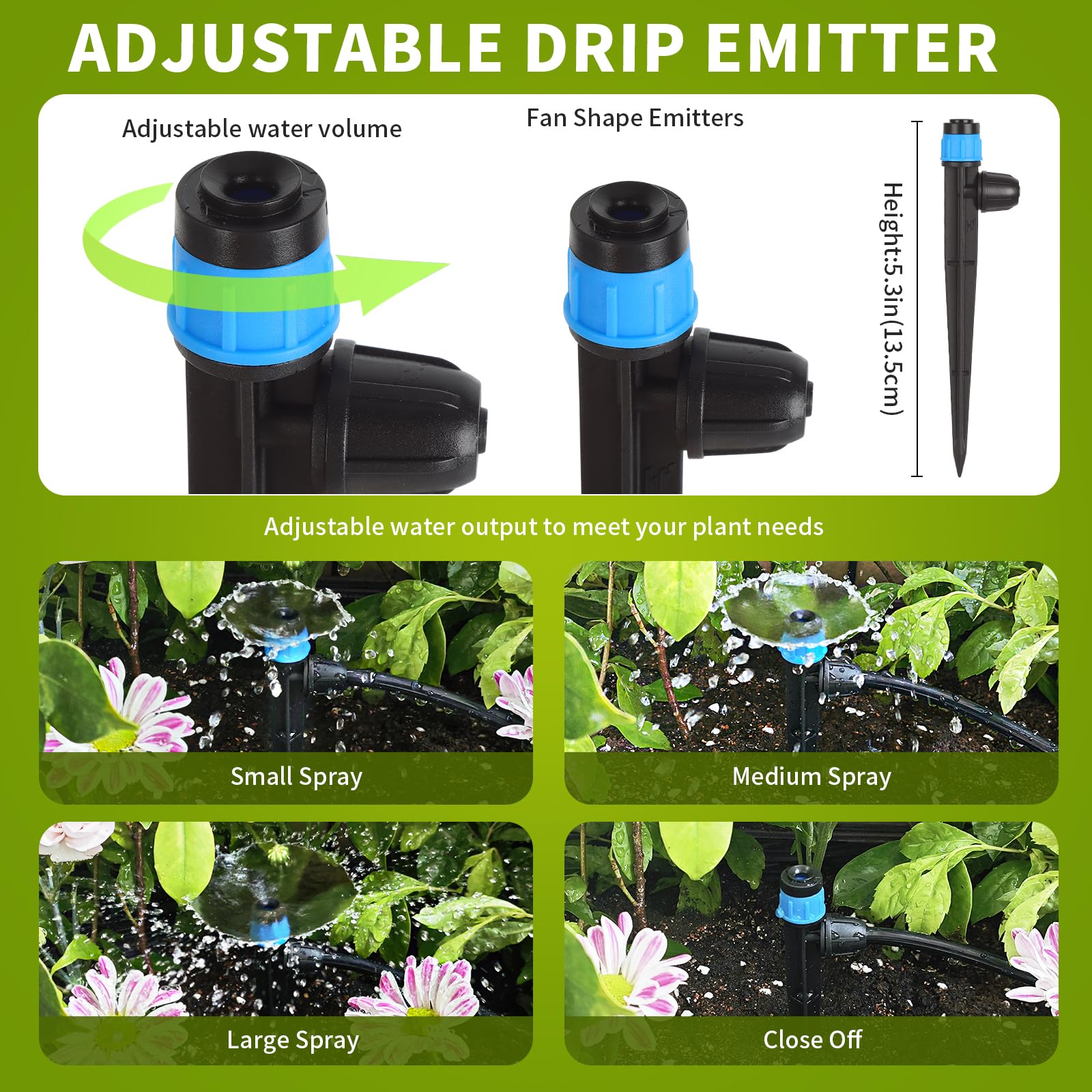 Hakioi adjustable cap illustrating flow control for precise irrigation
