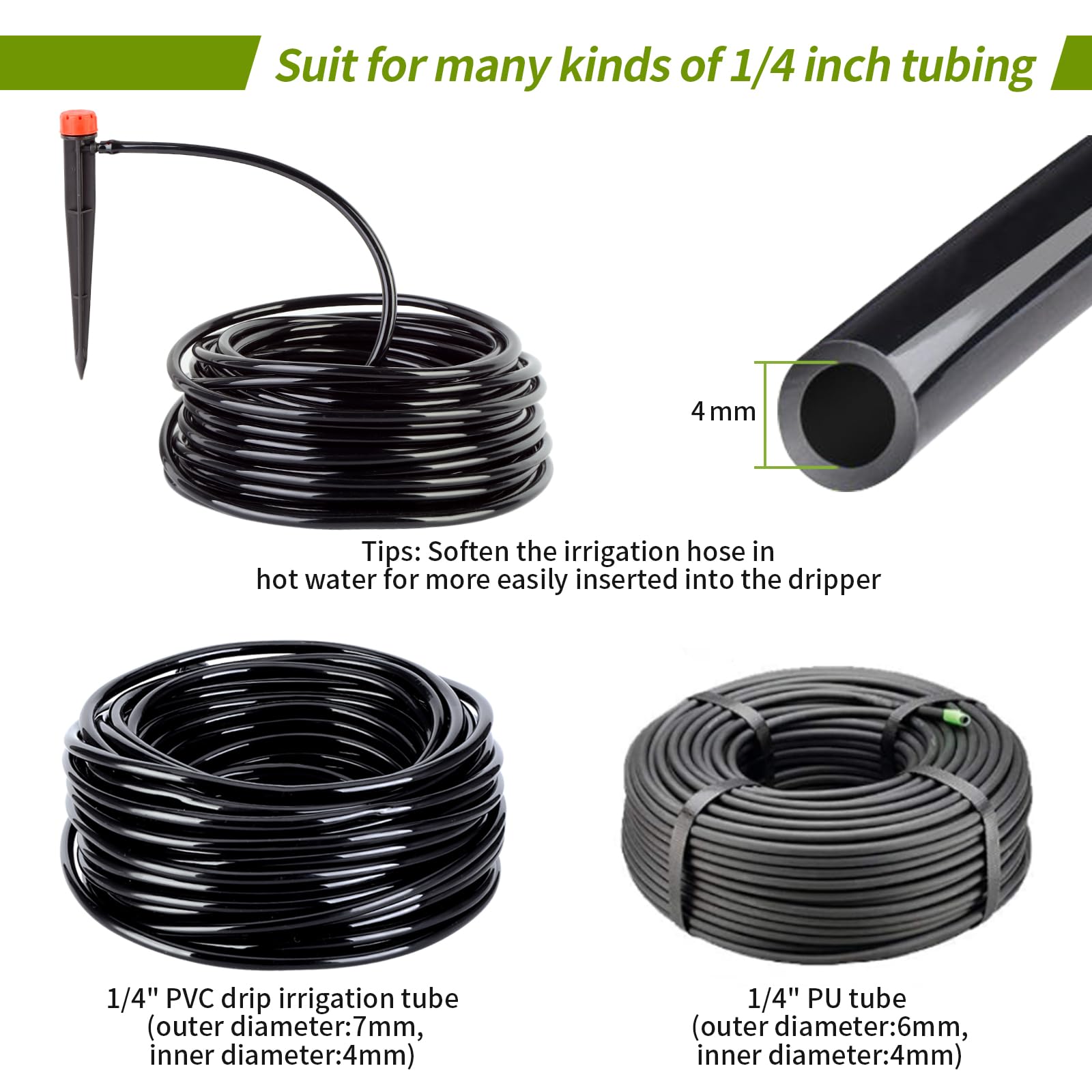Hakioi easy-install end of 1/4 inch tubing for setup