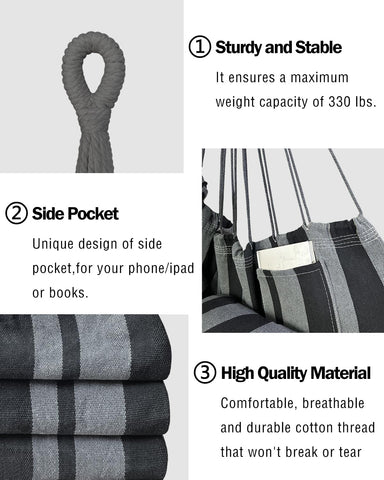Halalona hammock chair rope details indicating sturdy hanging system.
