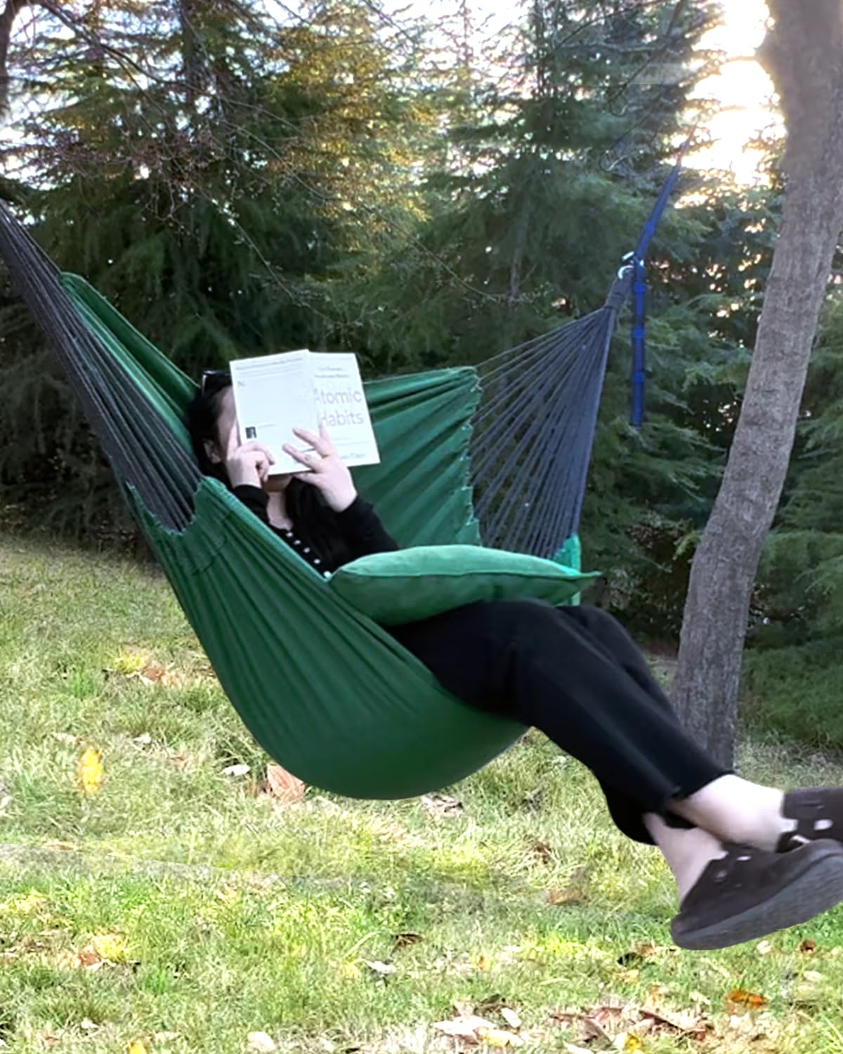 Halalona hammock chair safety hardware ensures secure suspension for worry-free relaxation.