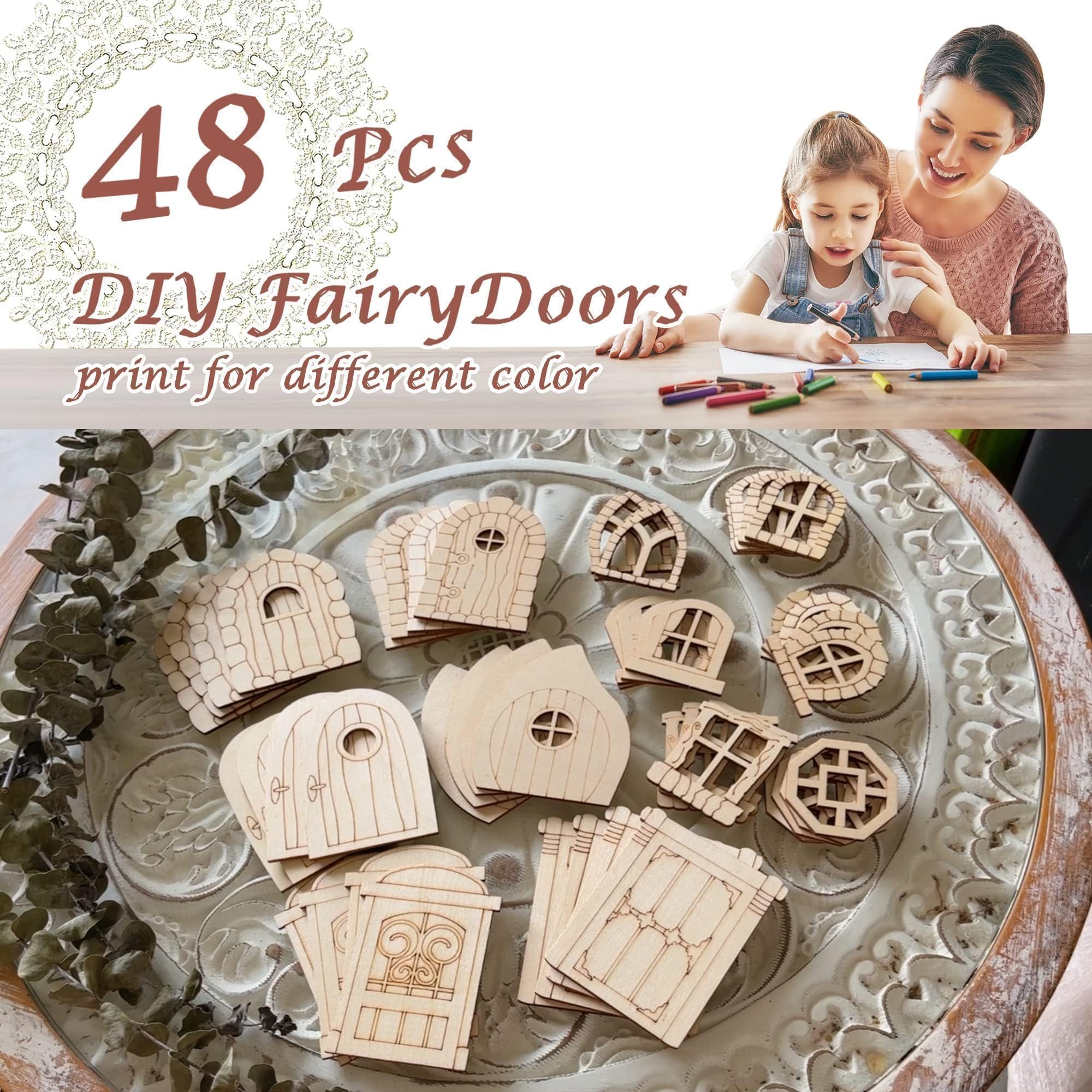 Halandar unpainted fairy windows invite personalization and color.