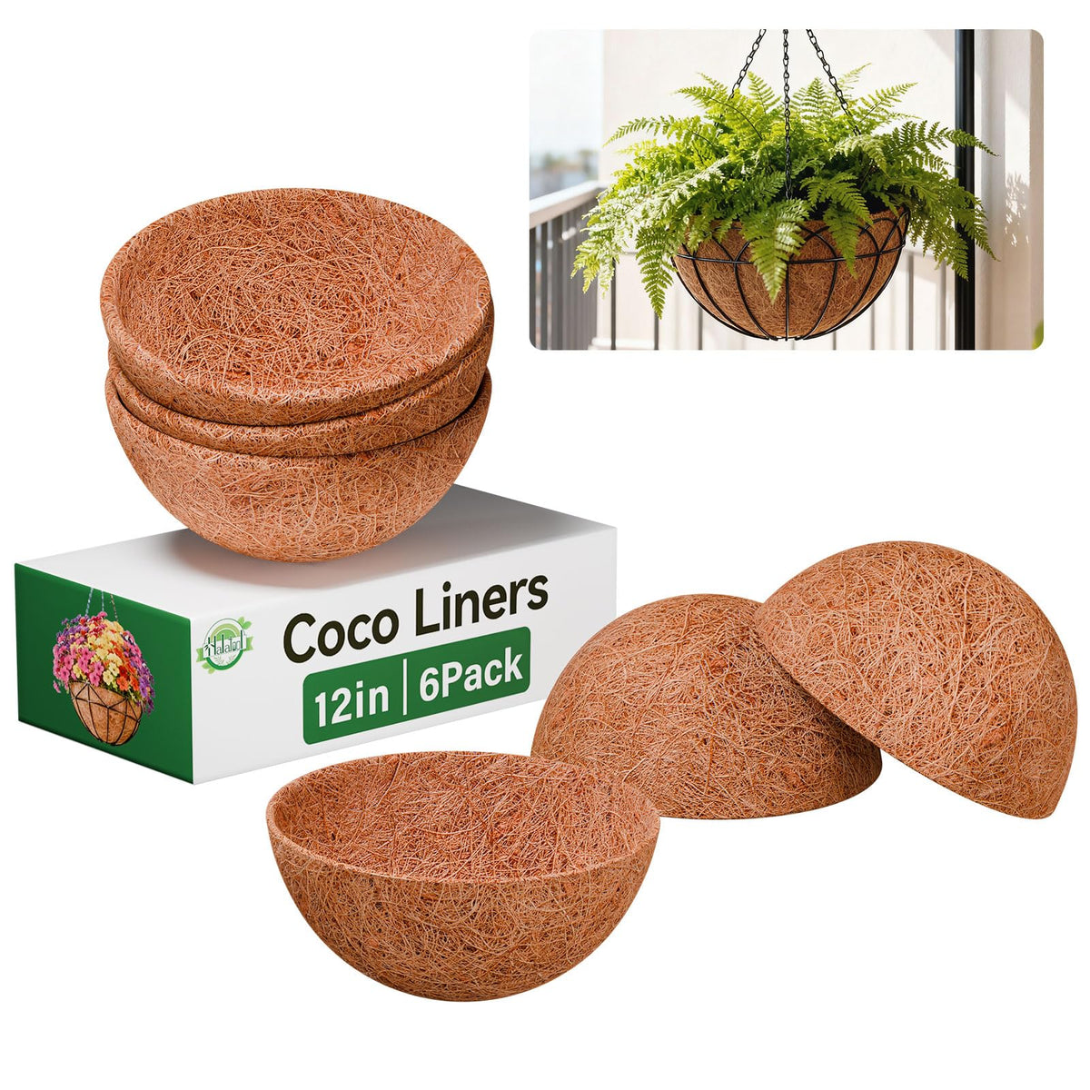 Halatool 12-inch round coco liner for pots supports soil aeration.