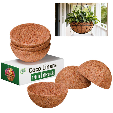 Halatool 14-inch hanging basket coco liner supports healthy plant growth.