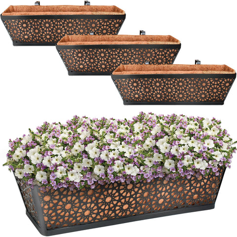Halatool 24-inch window box with coco liner for balcony greenery and easy installation.