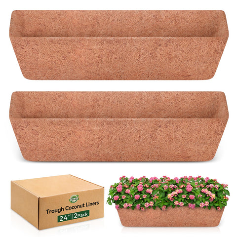 Halatool 24-inch window box liner demonstrating breathable coconut coir for healthy roots.