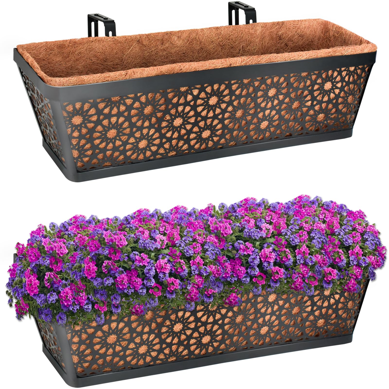 Halatool 24-inch window box with assembly kit for railing planters.