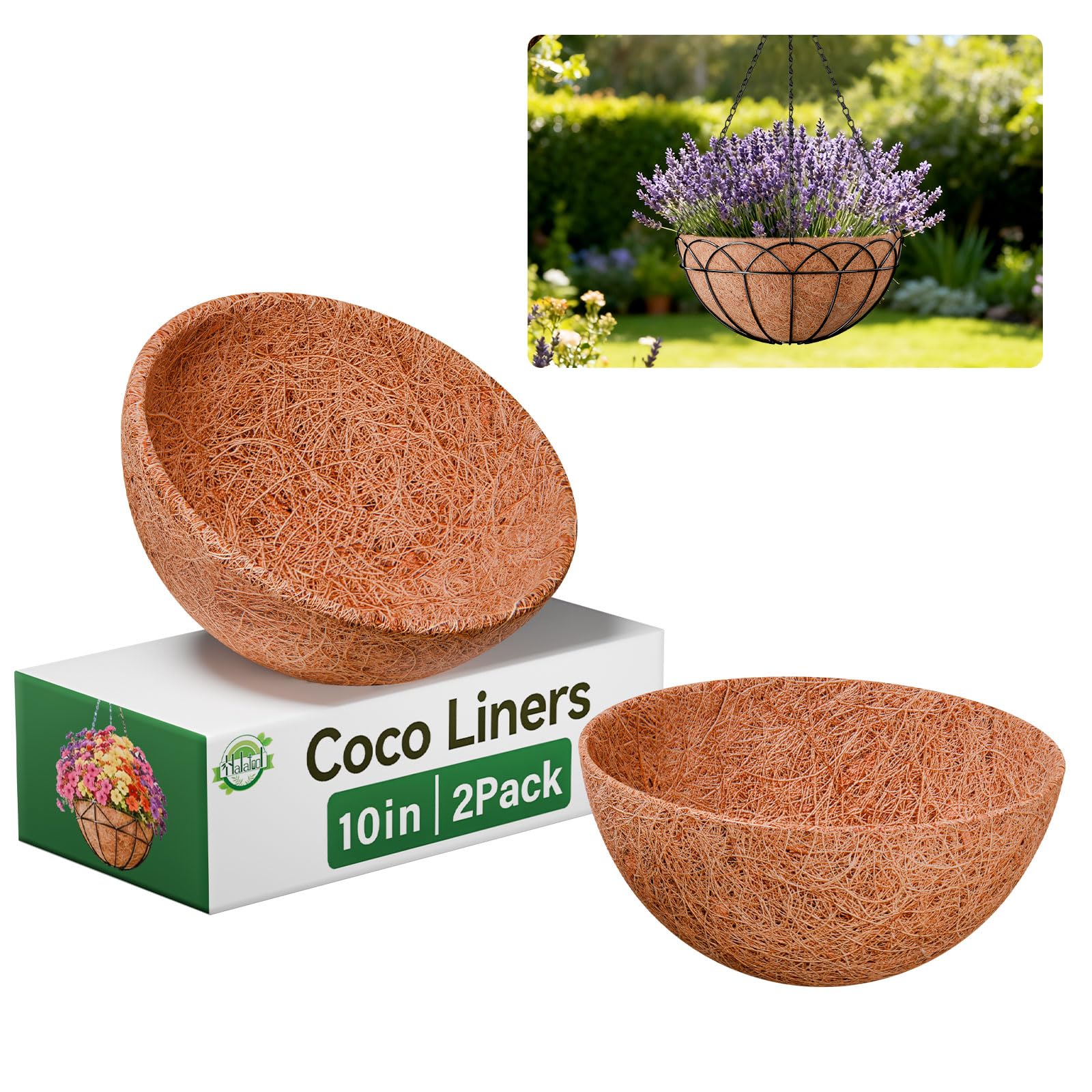 Halatool coconut liner for round planters enhances airflow and moisture.