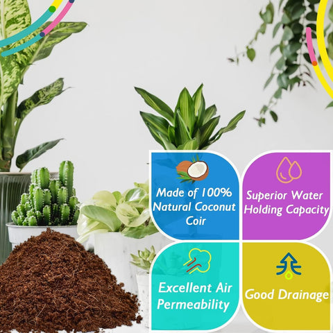 Halatool coco coir brick provides airy texture to support roots.