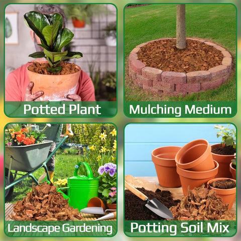 Halatool Coco Husk Chips garden mulch provides natural moisture control for beds.