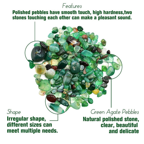 Halatool green agate stones used as vase fillers for modern arrangements