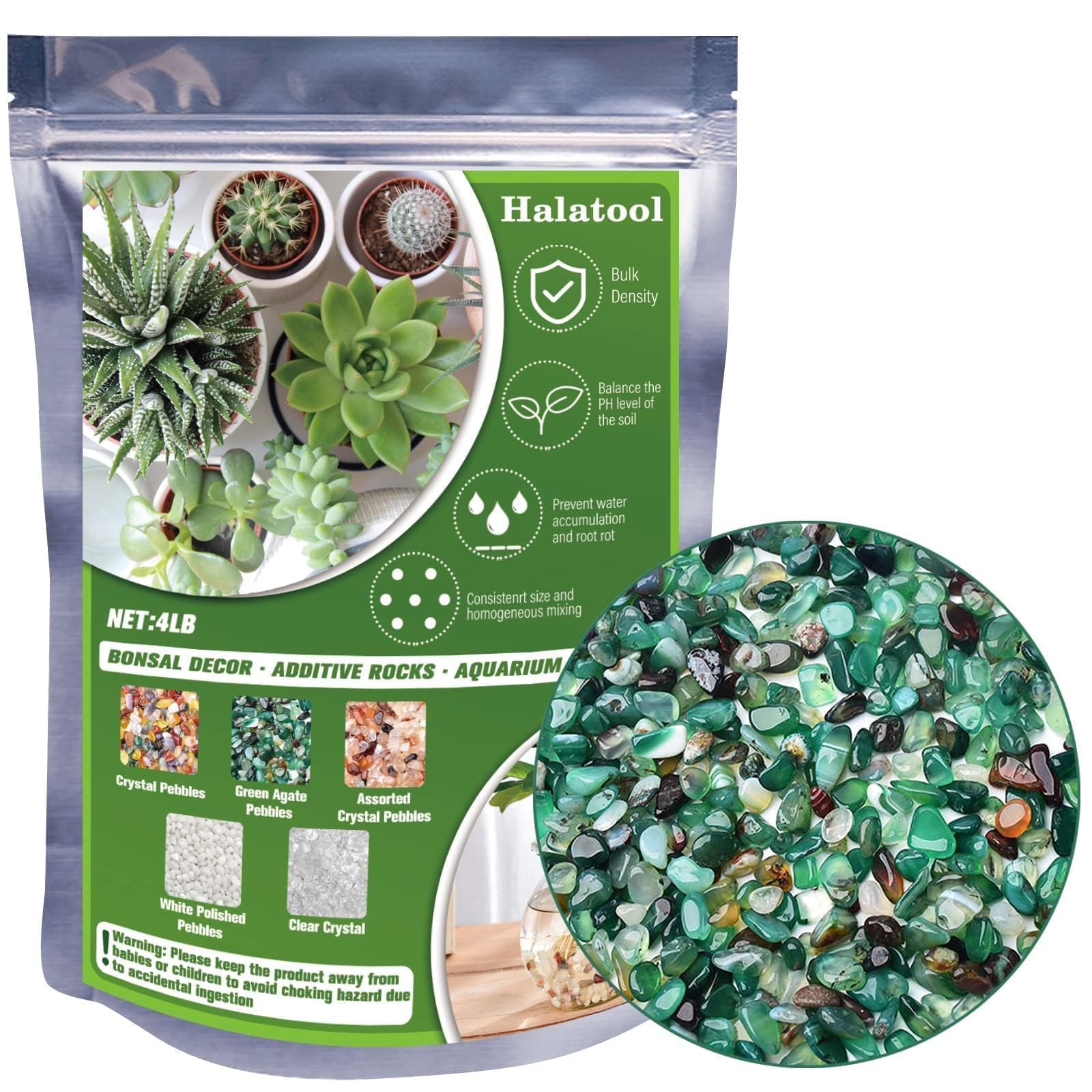 Close-up of Halatool green gravel 9-15mm showing natural texture