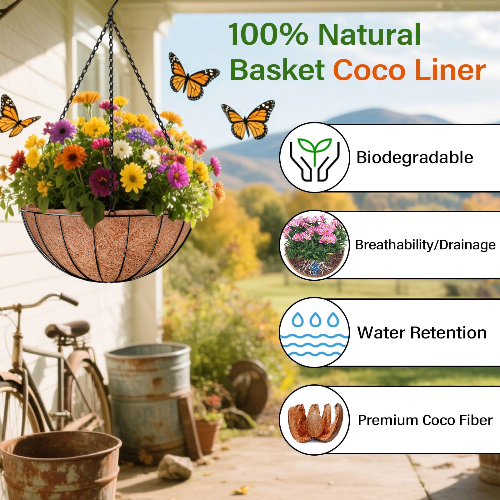 Halatool hanging basket with liners demonstrates easy setup and decorative appeal