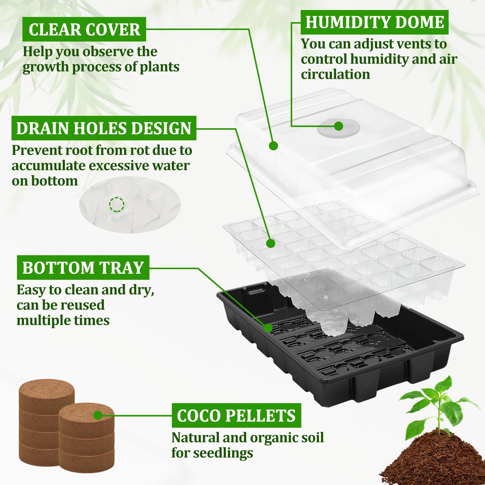 Halatool humidity cover with adjustable vent to regulate moisture.