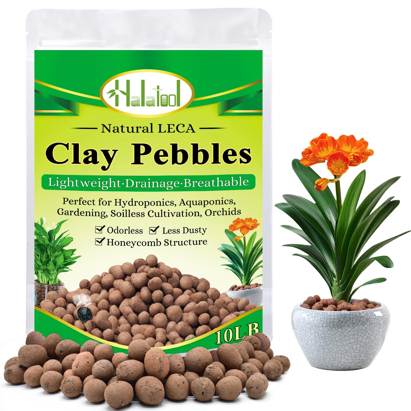 Halatool leca balls closeup show 4-16mm sizes for better root aeration.