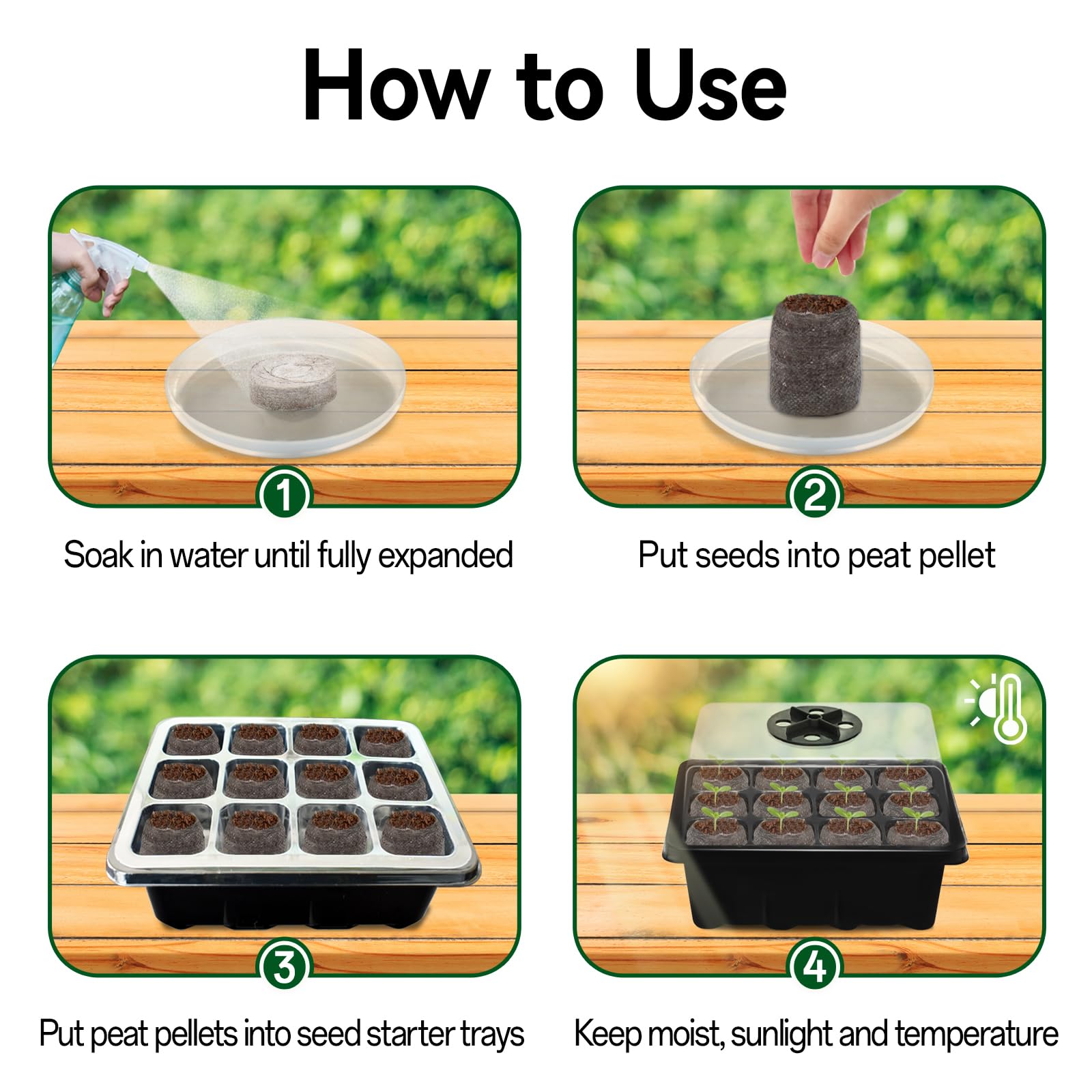 Halatool peat pellets 100-pack keeps seedlings moist for days.