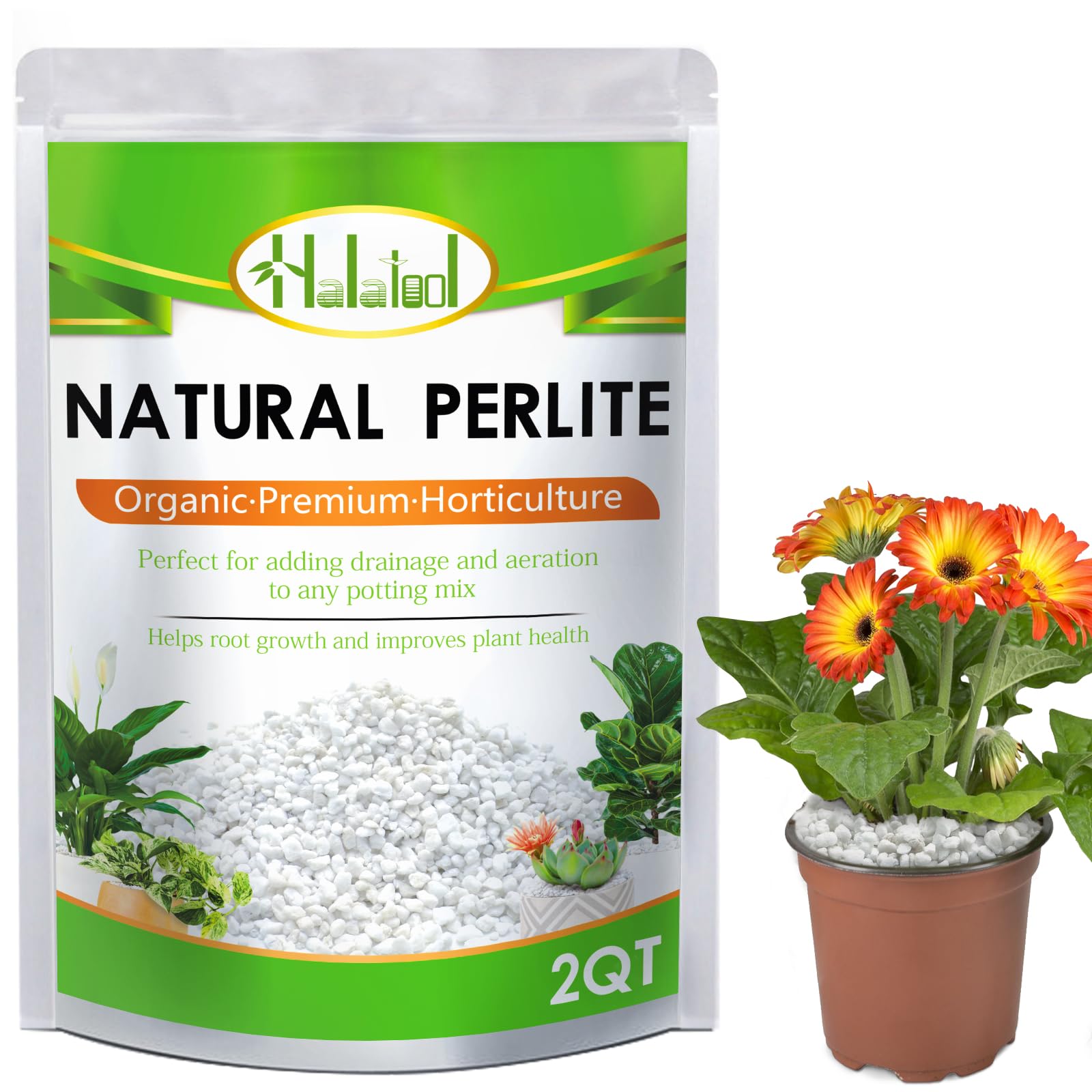Halatool Perlite bag packaging ready for indoor gardening use.