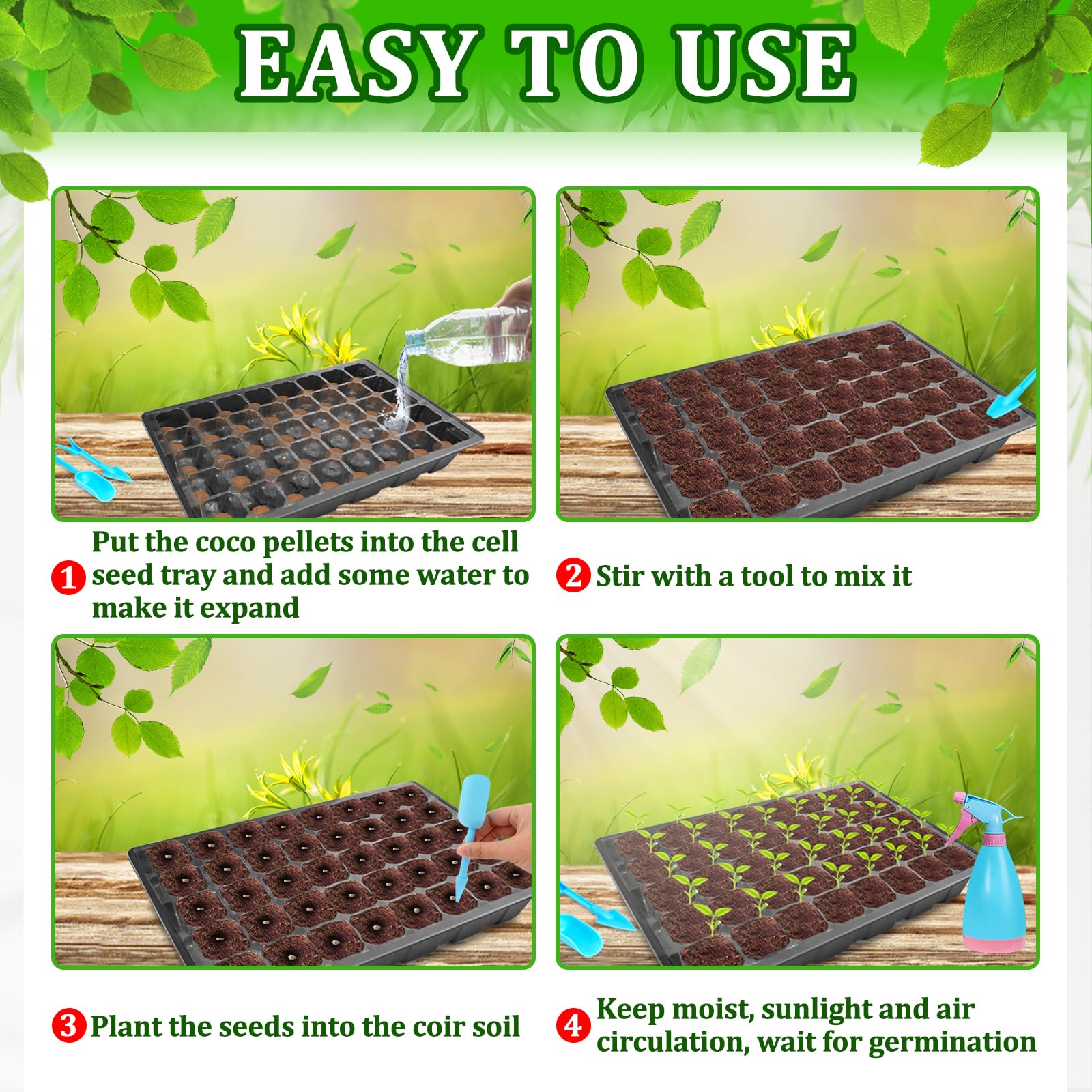 Halatool planting gadgets included for precise seed placement and transplanting.