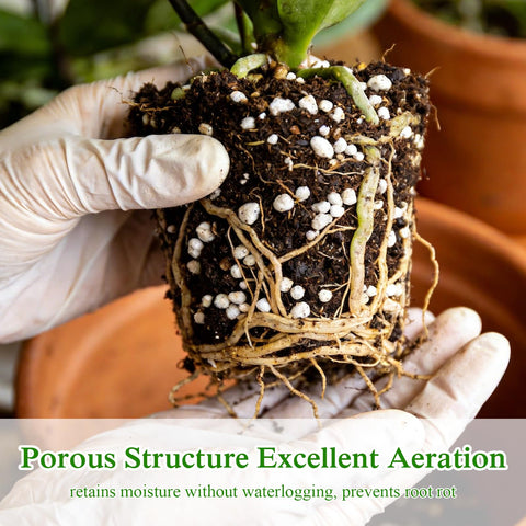 Halatool perlite enhances drainage and porosity in potted soil for healthier roots.