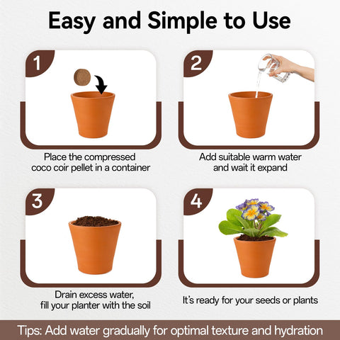 Easy-to-use Halatool pellets expand with water for quick planting