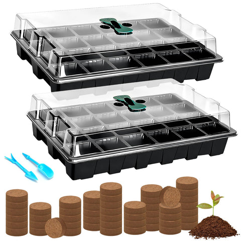 Halatool seed starter tray with 48 cells and clear lid for easy germination monitoring