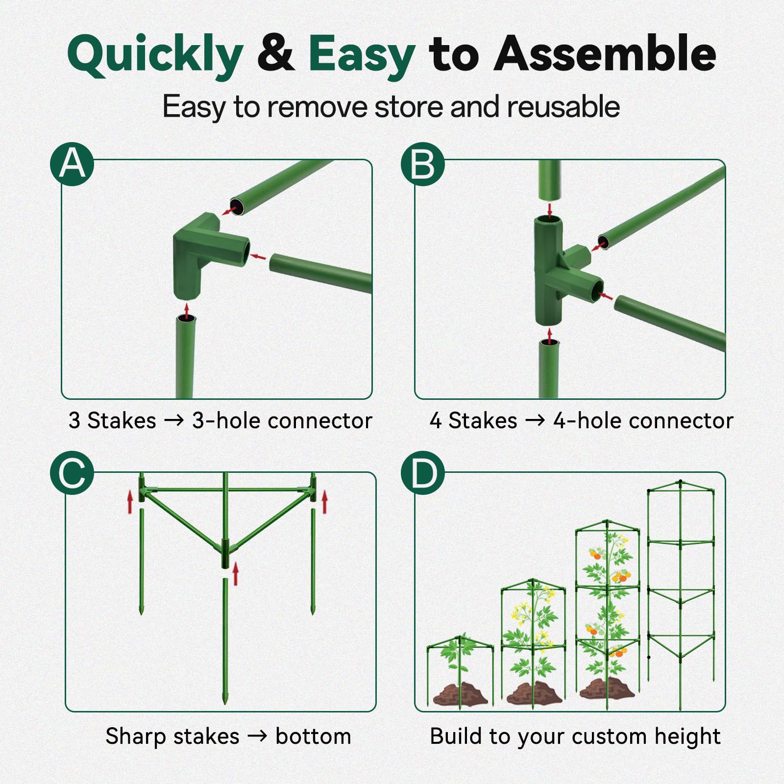 Halatool tomato cage foldable design for easy storage and space saving