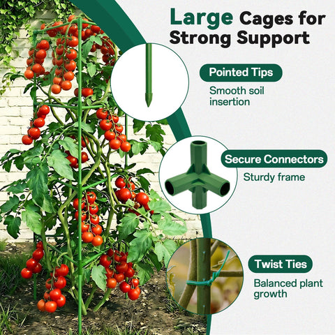 Halatool tomato cage promotes upward growth for potentially larger harvest