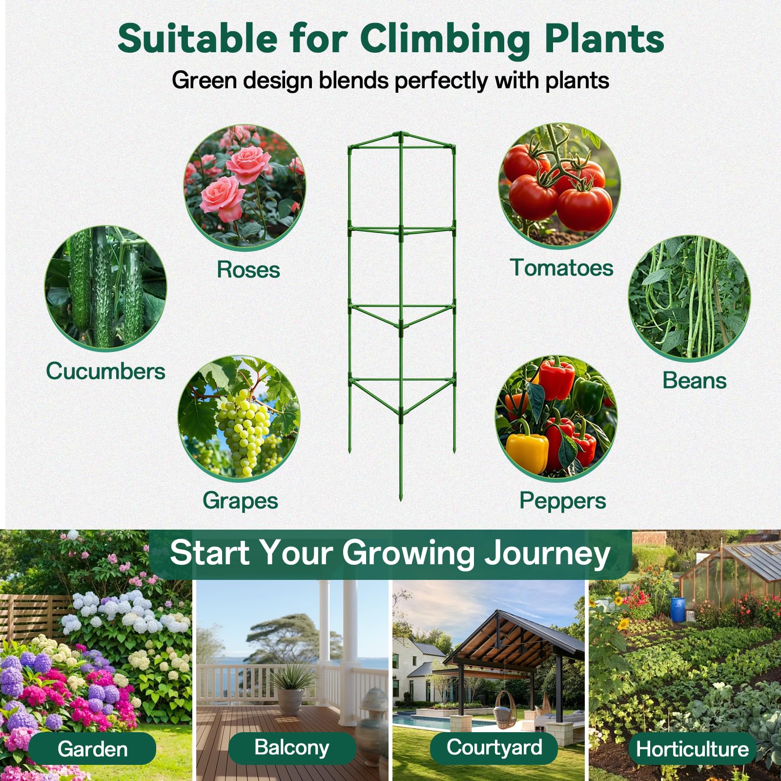 Halatool tomato cage folding design with simple setup guidance