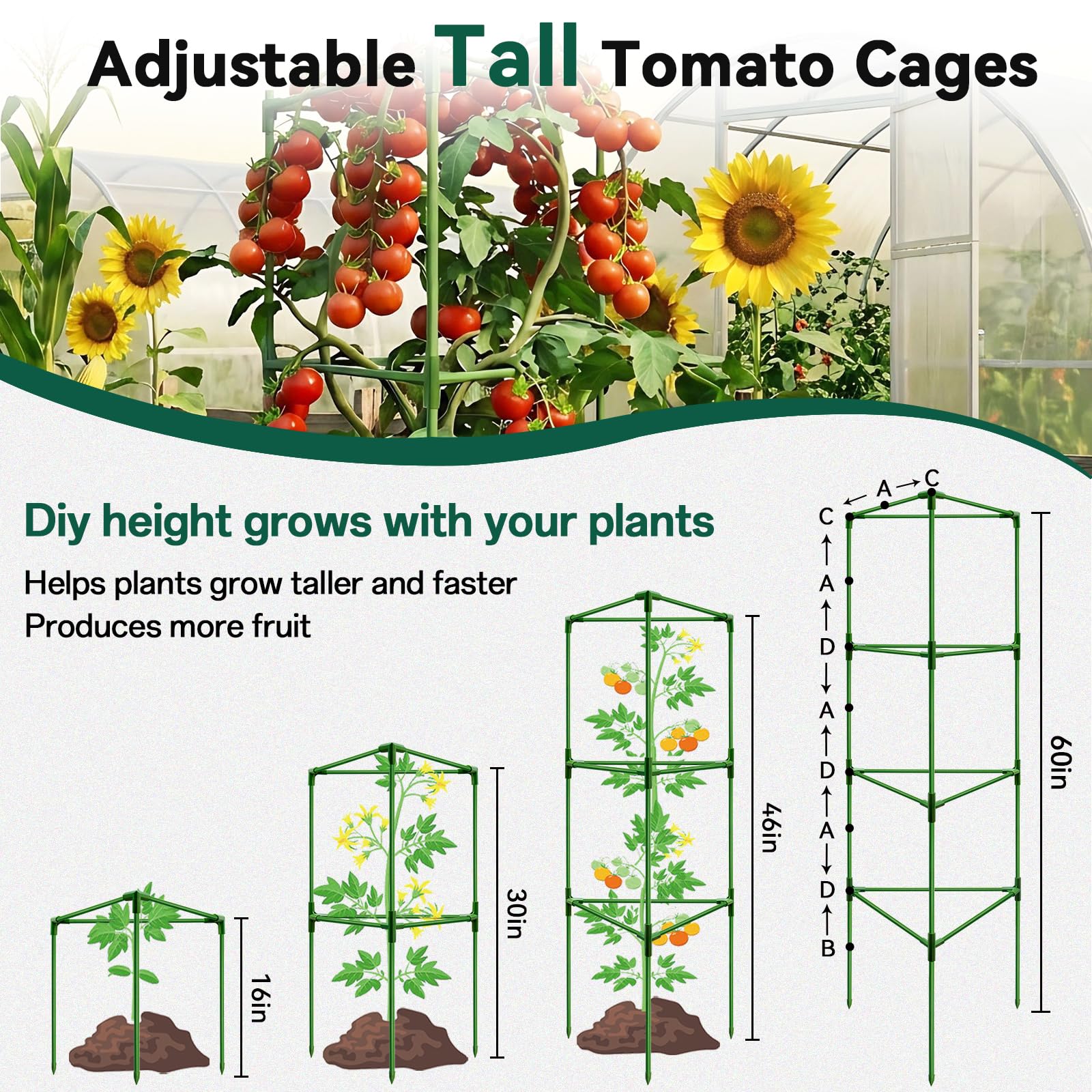 Halatool tomato cage with upgraded connector snaps for stable support