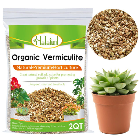 Halatool vermiculite moisture-retention visuals show hydration for indoor plants.
