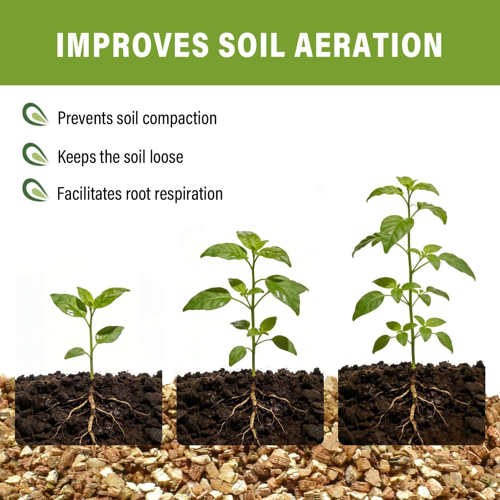 Halatool vermiculite soil-conditioner showcases improved air and water balance.