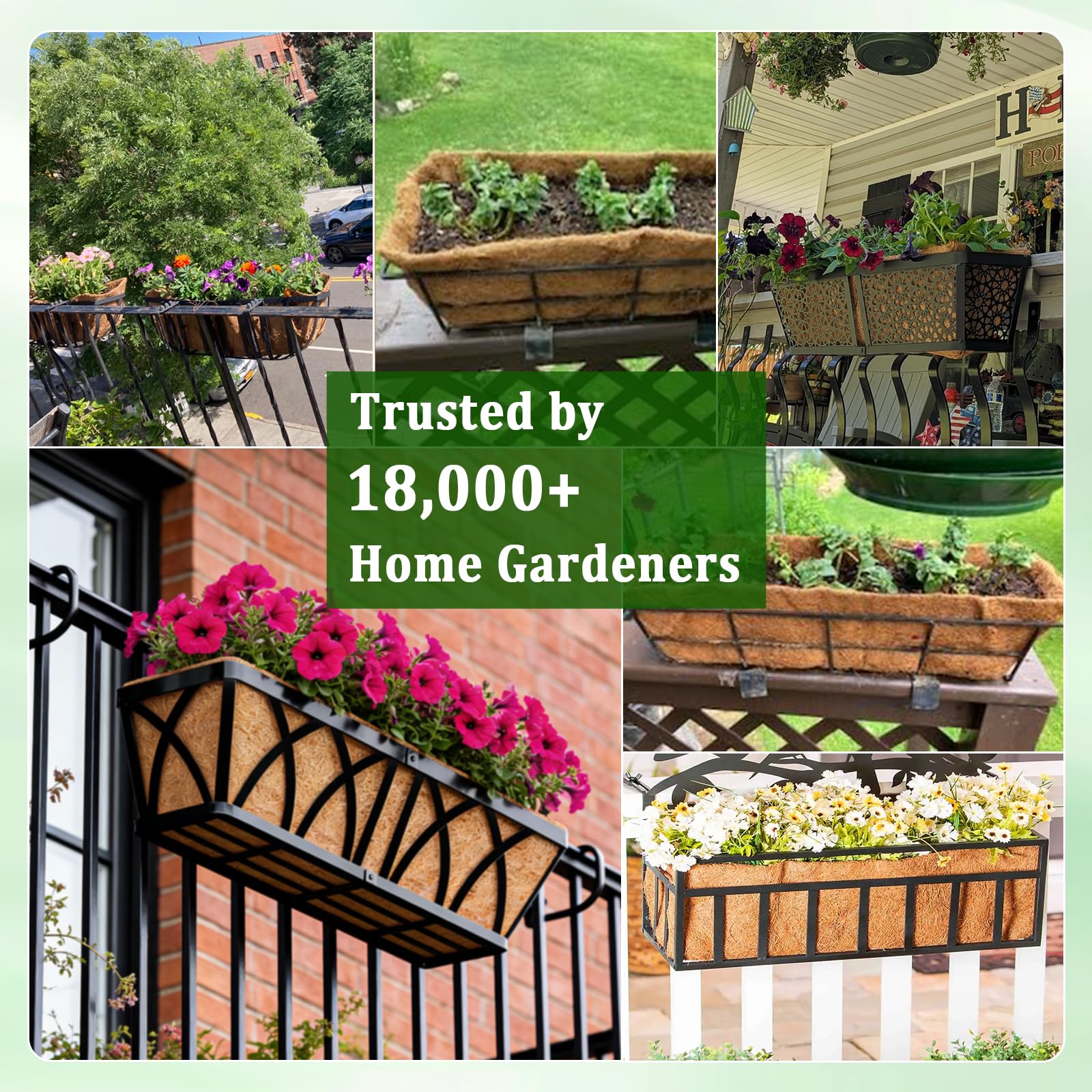 Halatool wall planter liner on balcony railing setup