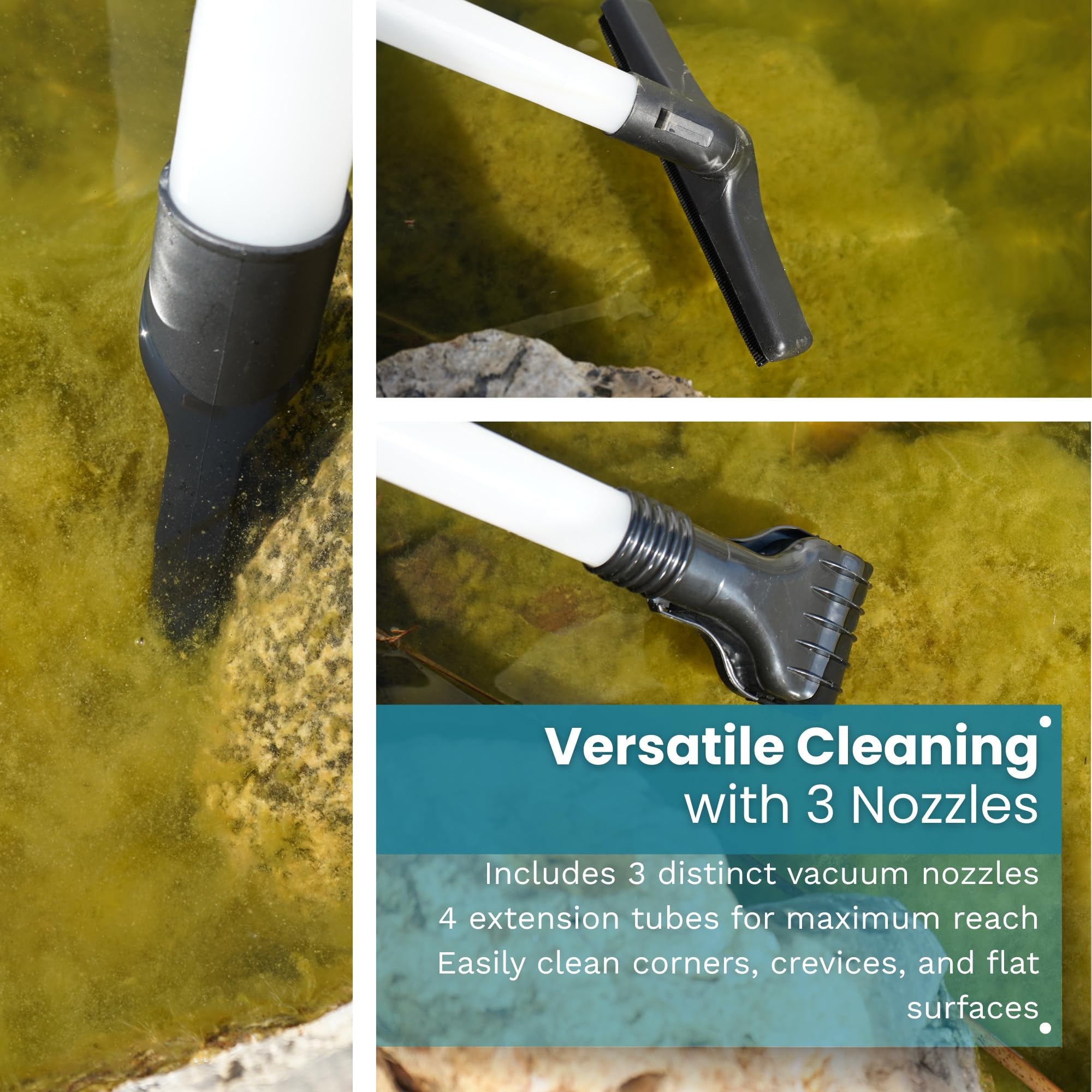 Half Off Ponds CleanSweep outfeed hose channels waste away smoothly.