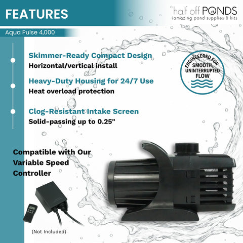 Half Off Ponds hybrid motor delivers quiet performance with durable reliability.